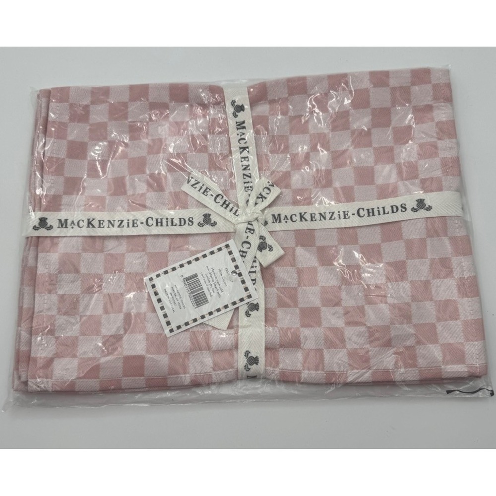 MacKenzie-Childs Pink Check Cotton Placemats – Set of 4 – NEW 13"x18.5"